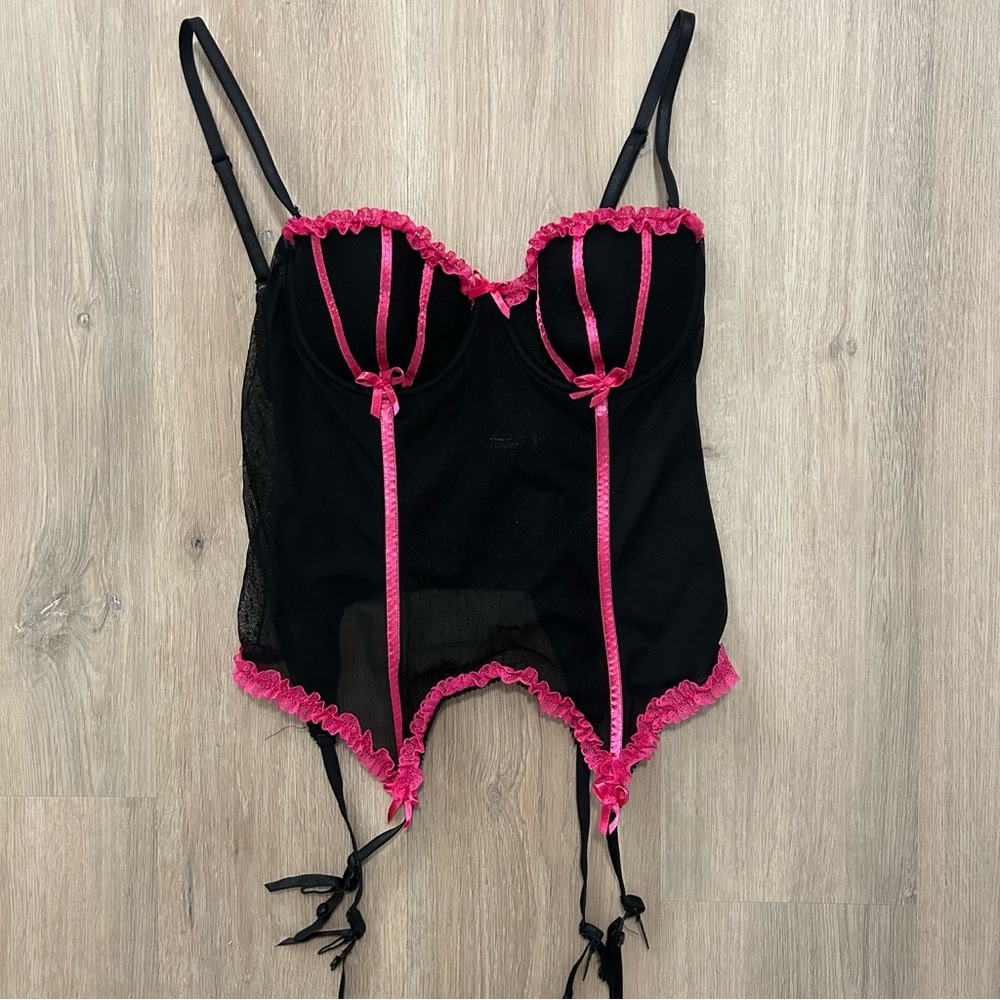 Victoria's Secret 2006 Sexy Little Things Black/Pink Garter Corset
